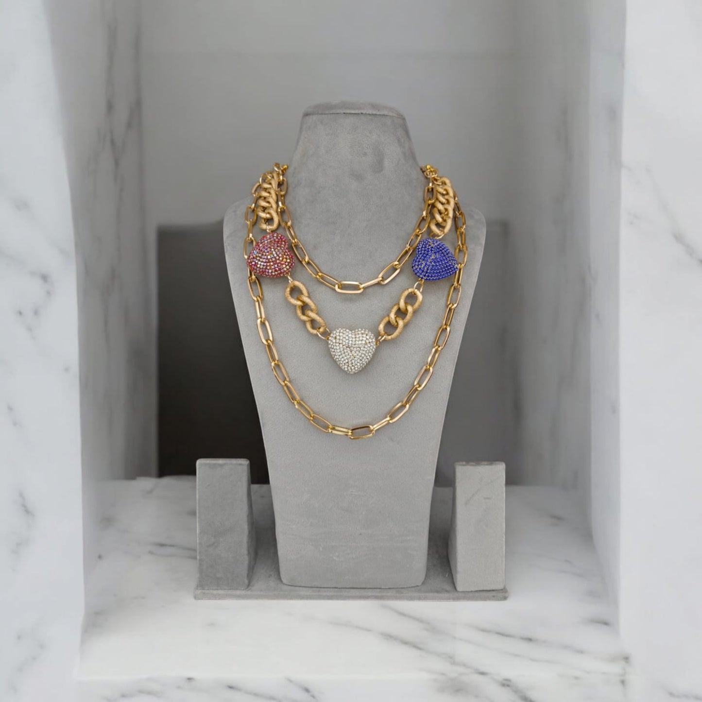 Chunky Zirconia Heart Necklace
