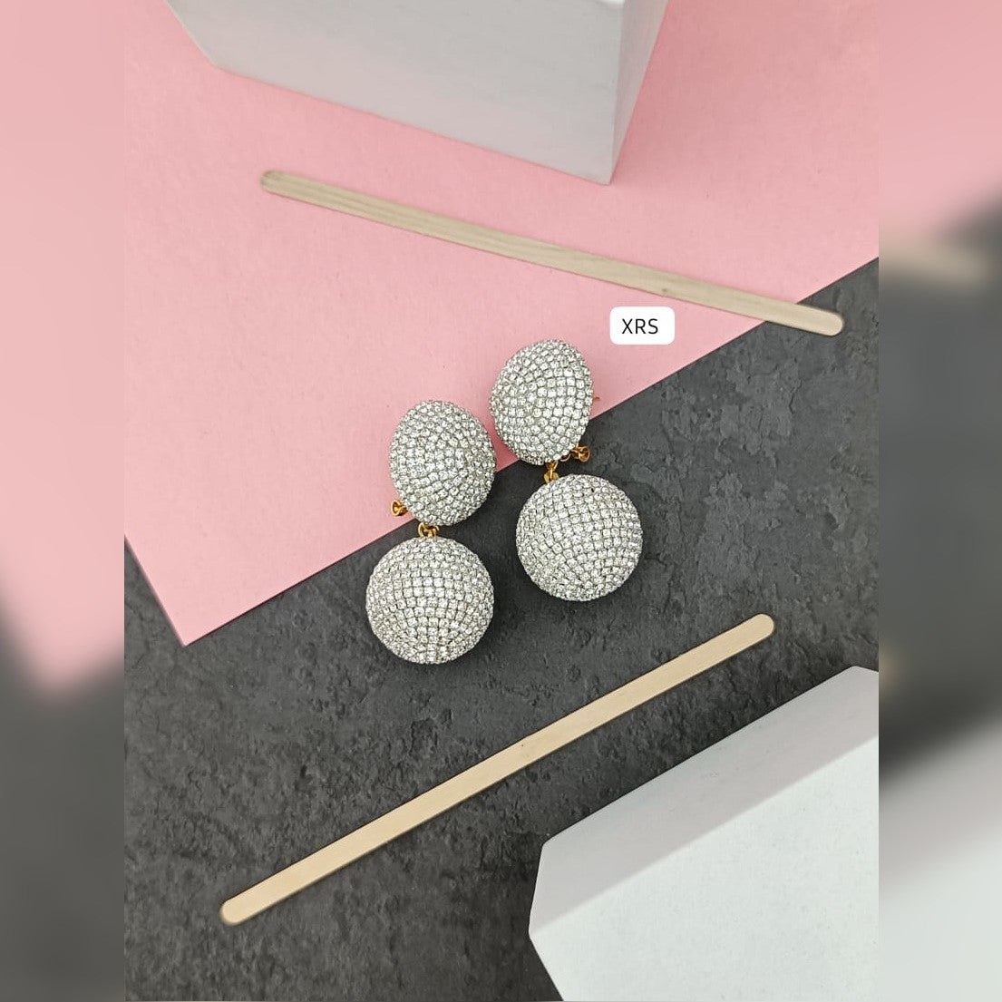 Dual Zircon Ball Earring