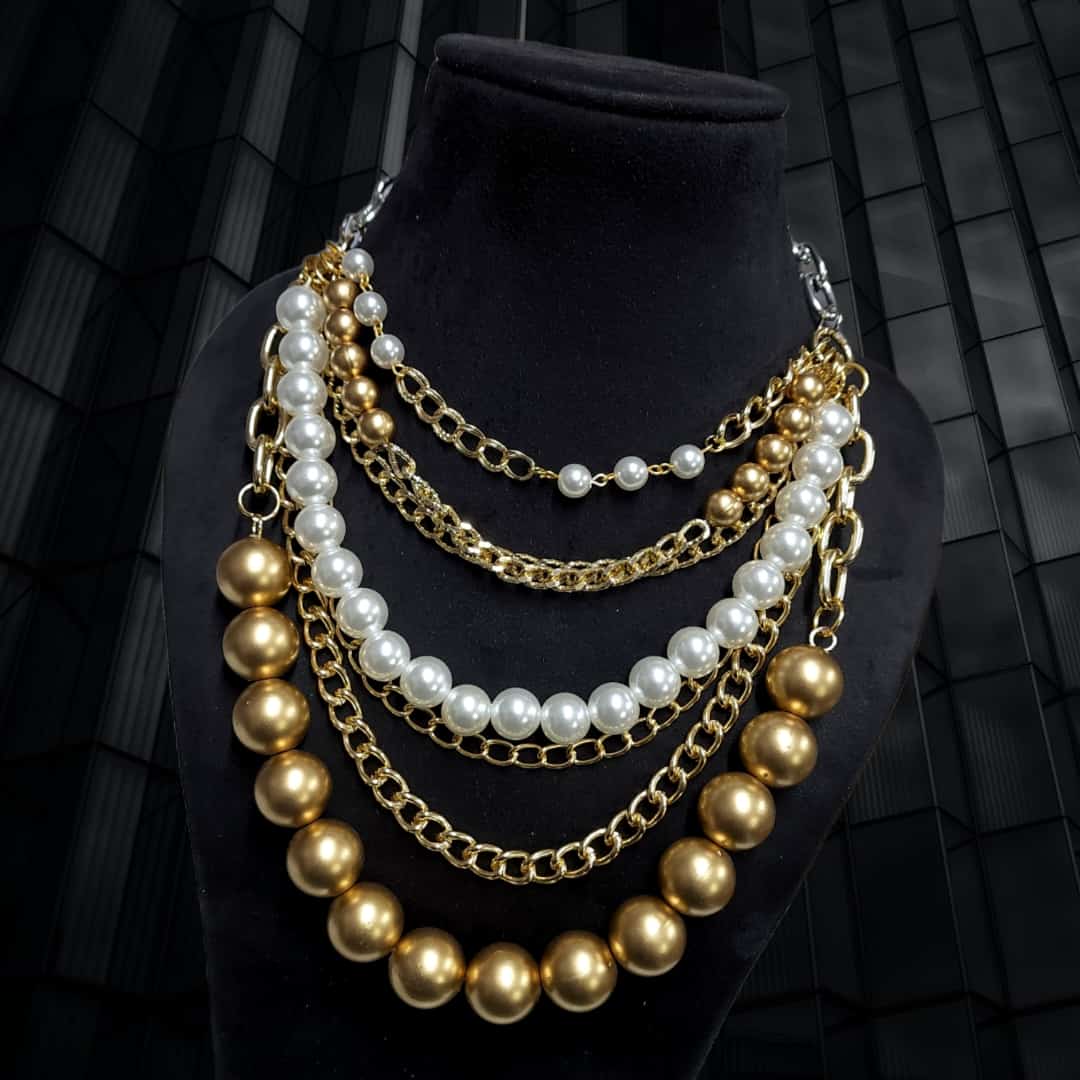 Golden Cascade Pearl Necklace
