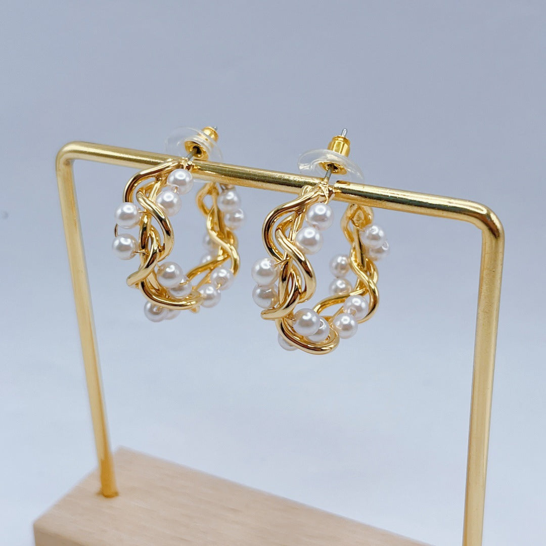 Braid Pearl Earring