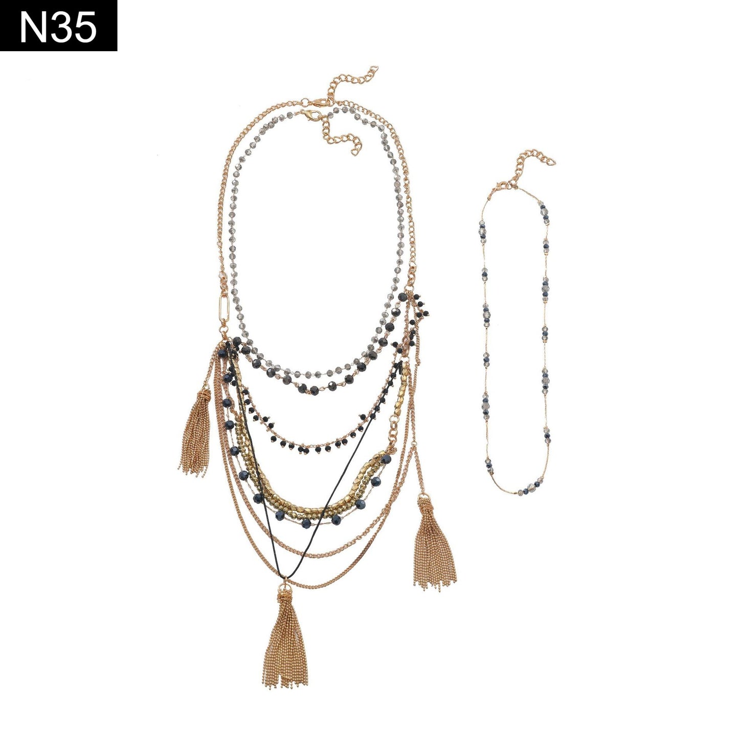 Gypsy Gold Fringe Necklace - N35