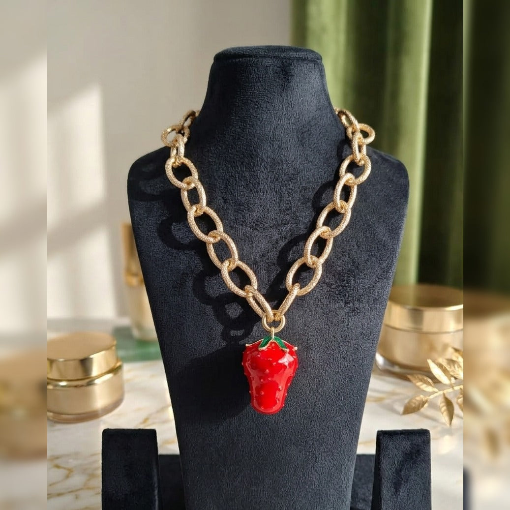 Party-Wear Funky Strawberry Charm Necklace