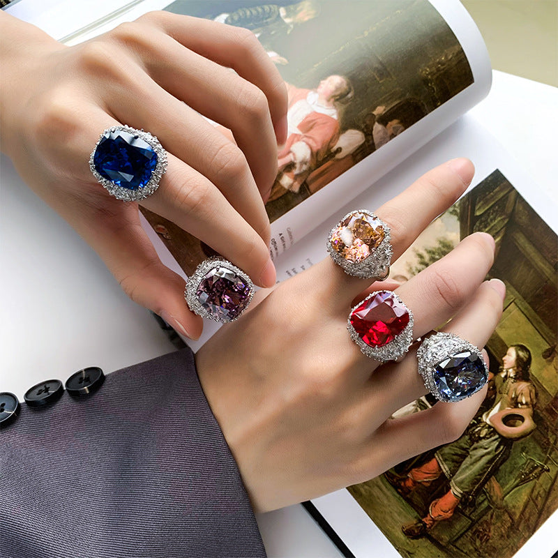 Luxury Red Gemstone Cocktail Ring for Women