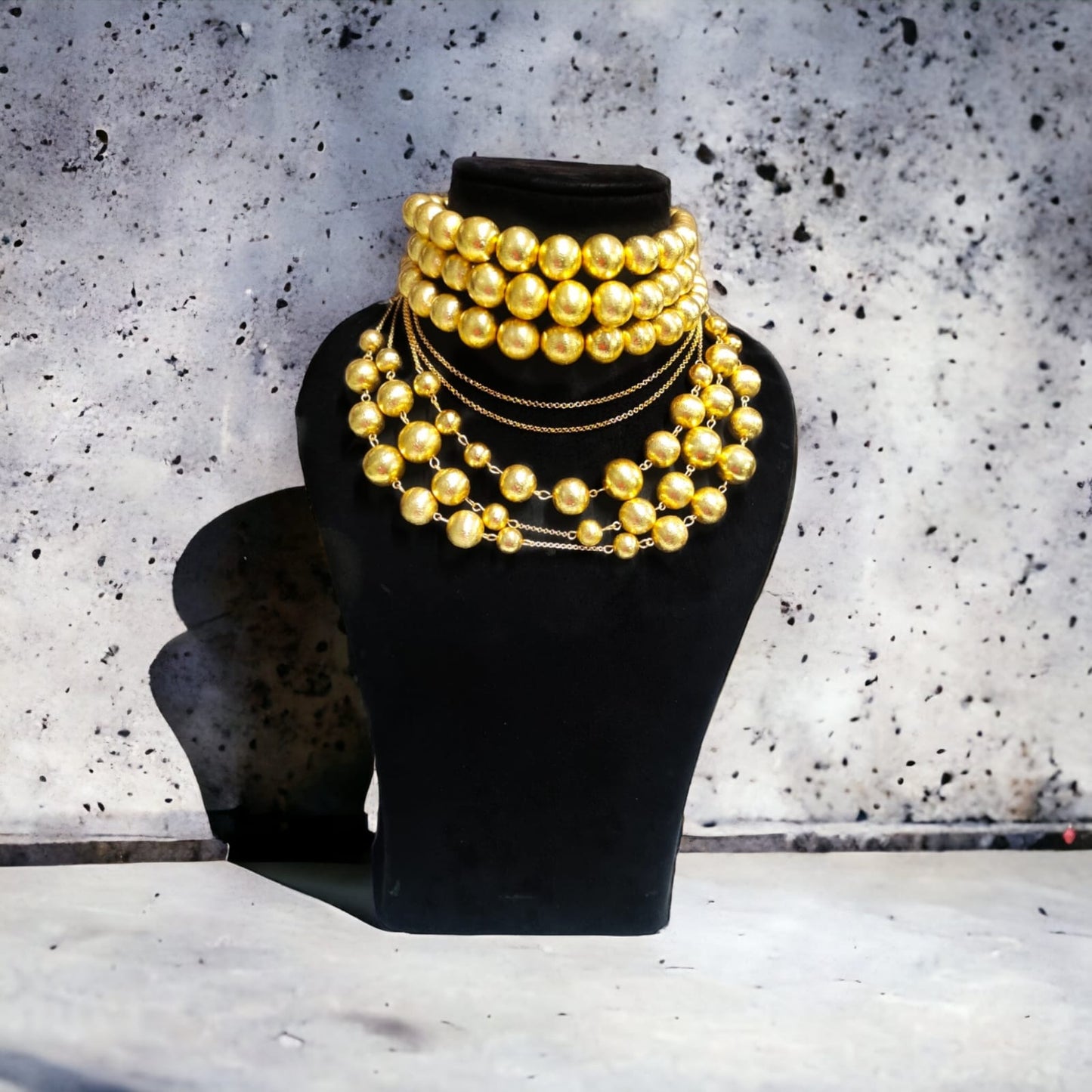 Sphere Bib Pearl Necklace