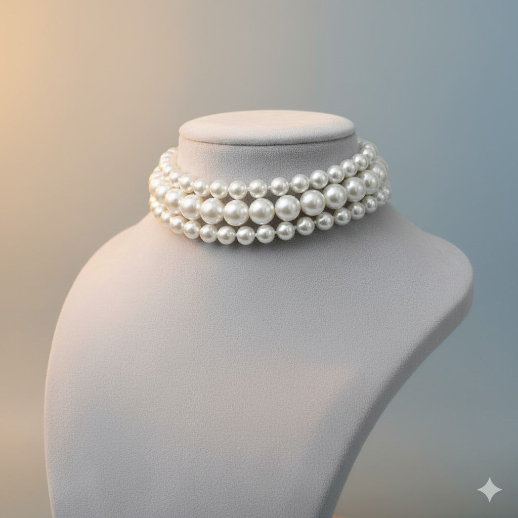 3 Line Regal Pearl Choker