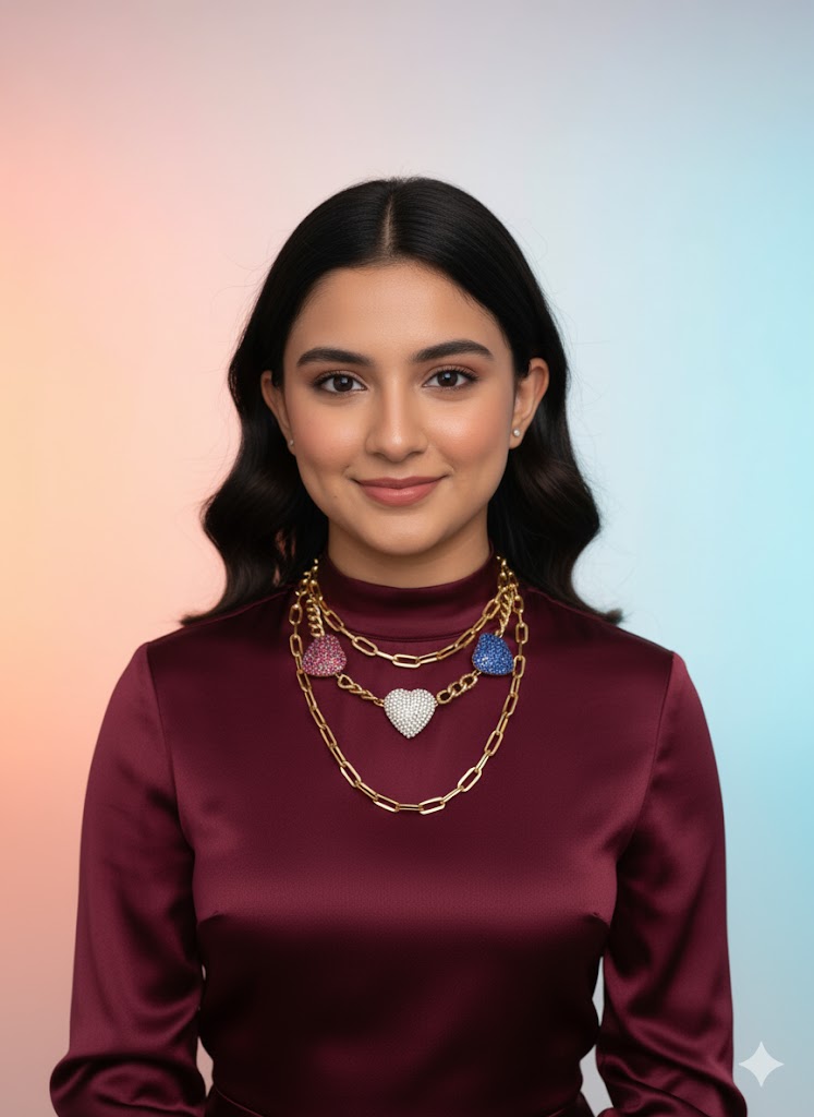 Chunky Zirconia Heart Necklace