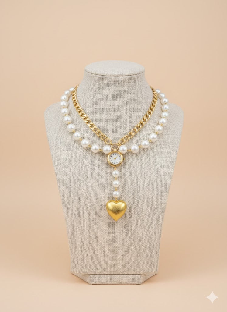 Timeless Pearl Heart Necklace