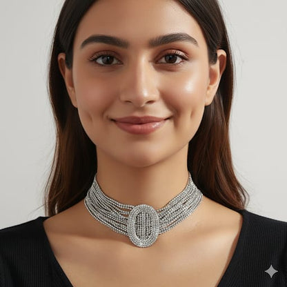 Oval Crystal Choker - N32
