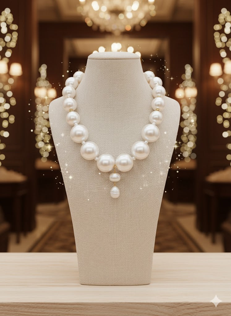GraceLuxe Graduated Pearl Necklace