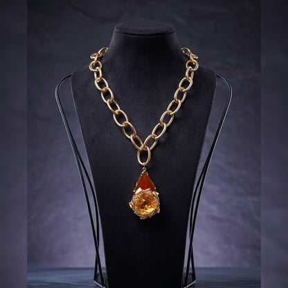 Autumn Ember Rose Pendant Necklace