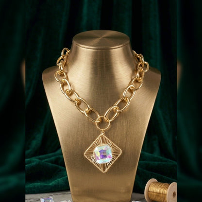 Cosmic Prism Geometric Link Necklace
