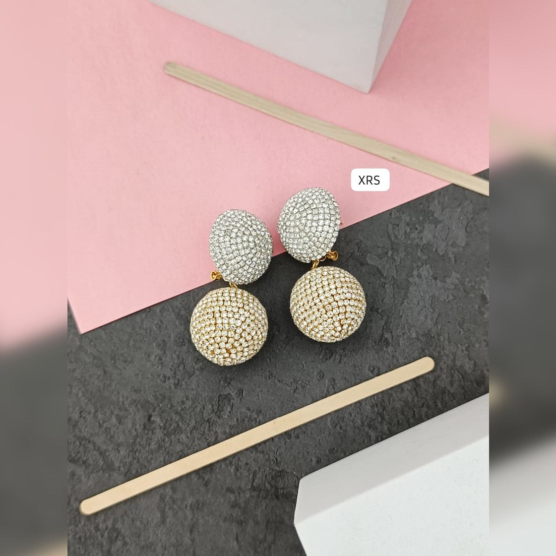 Dual Zircon Ball Earring