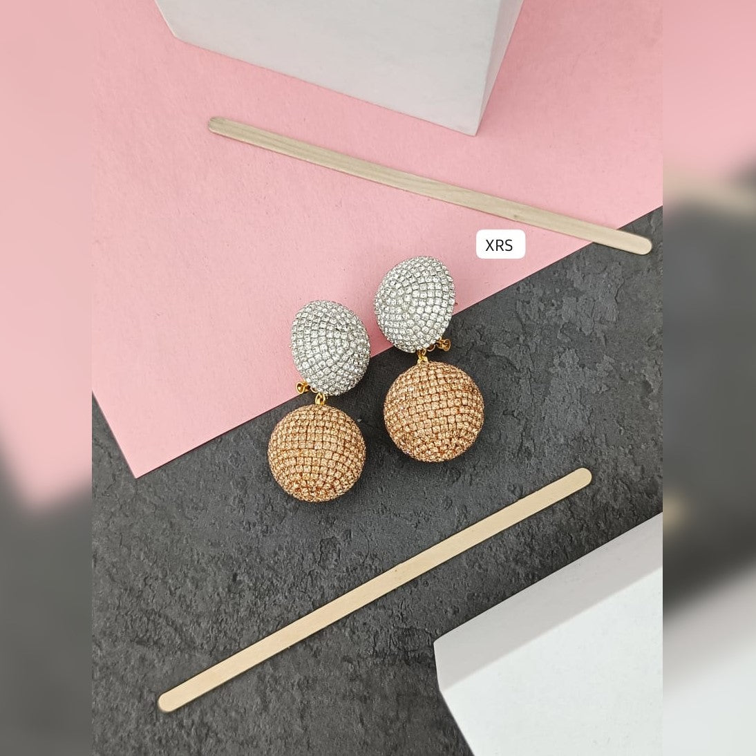 Dual Zircon Ball Earring