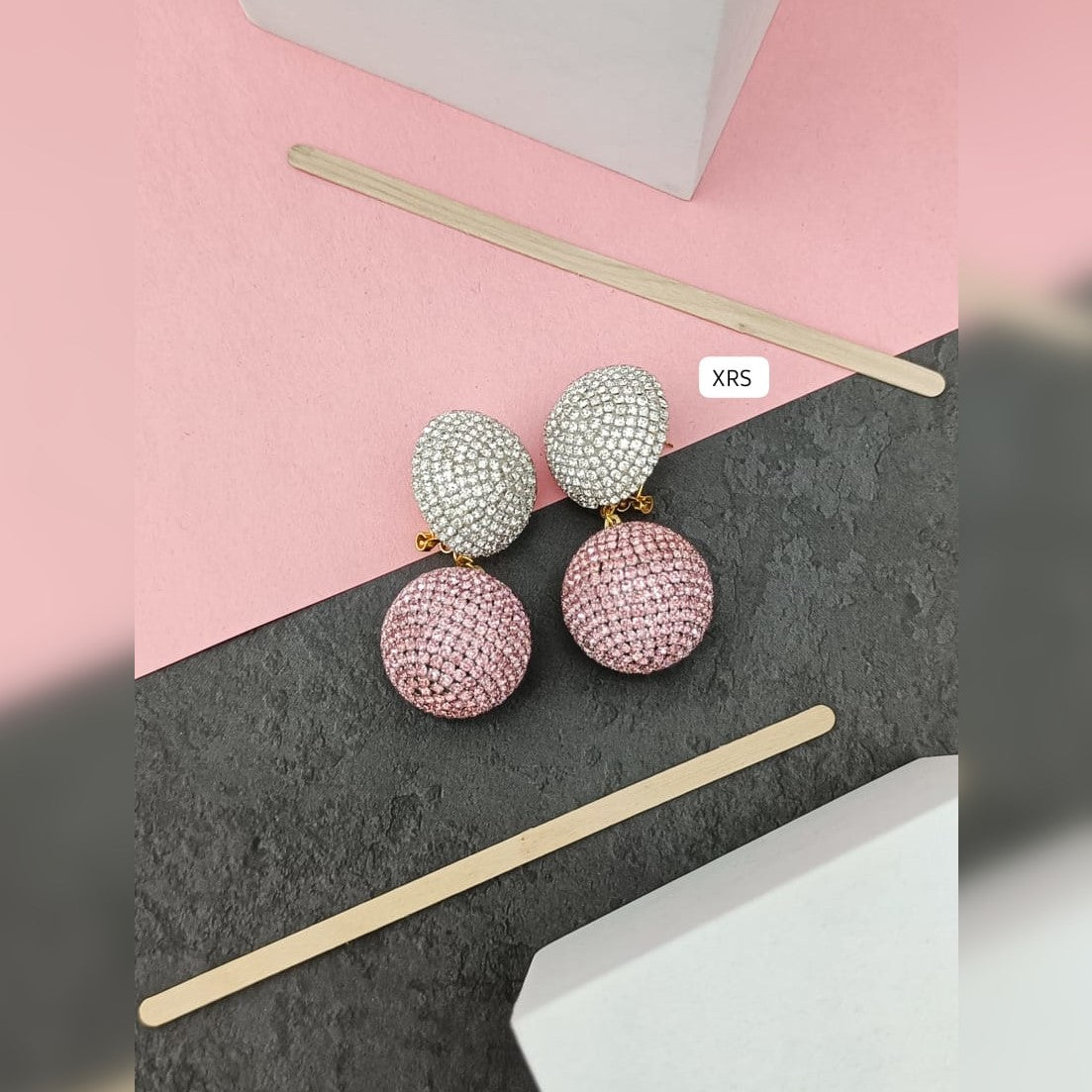 Dual Zircon Ball Earring