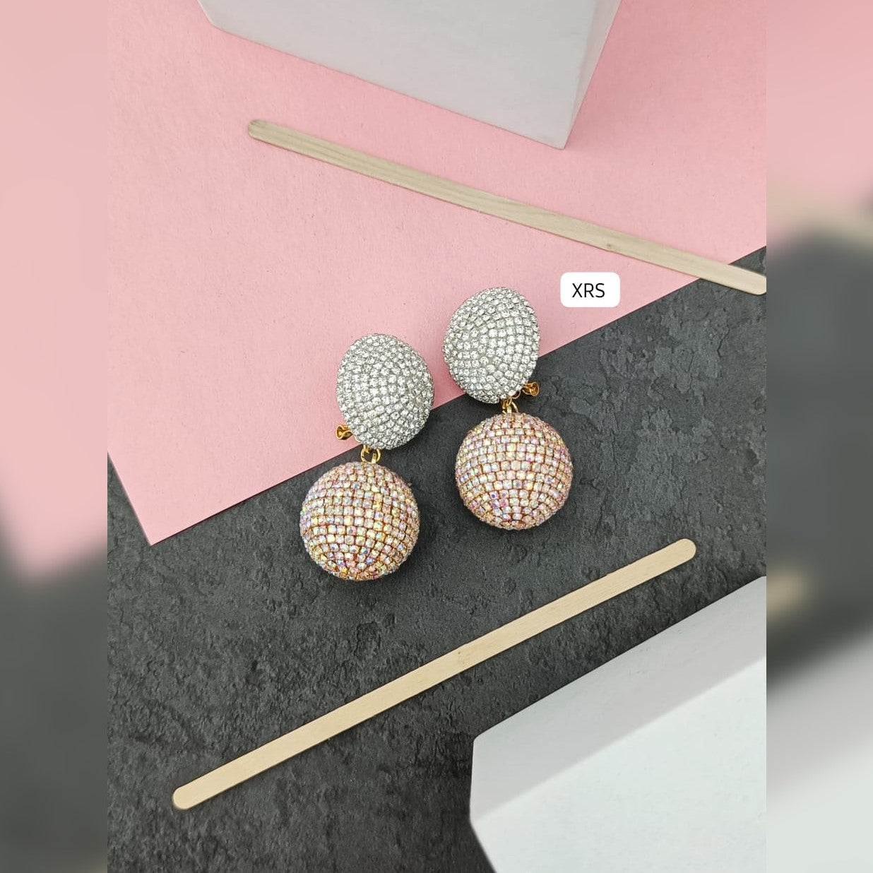 Dual Zircon Ball Earring