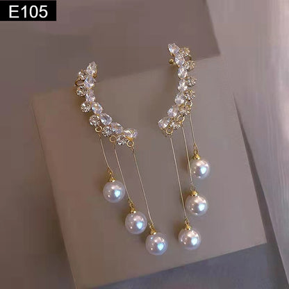 Pearl and Diamond Earring - E105
