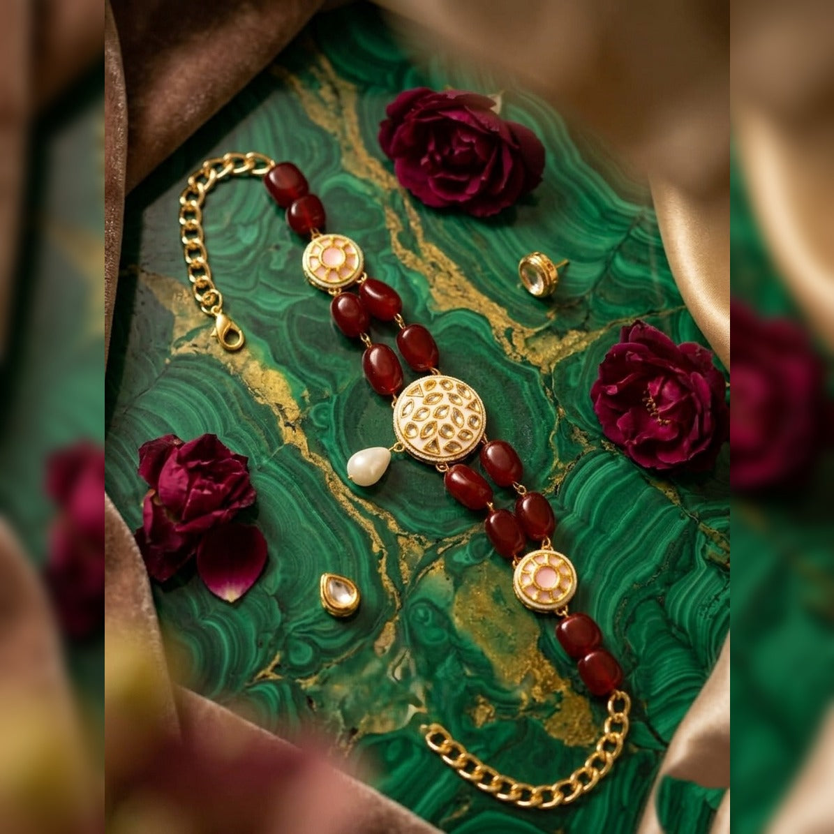 Empress Royal Oxblood Pearl Drop Statement Choker