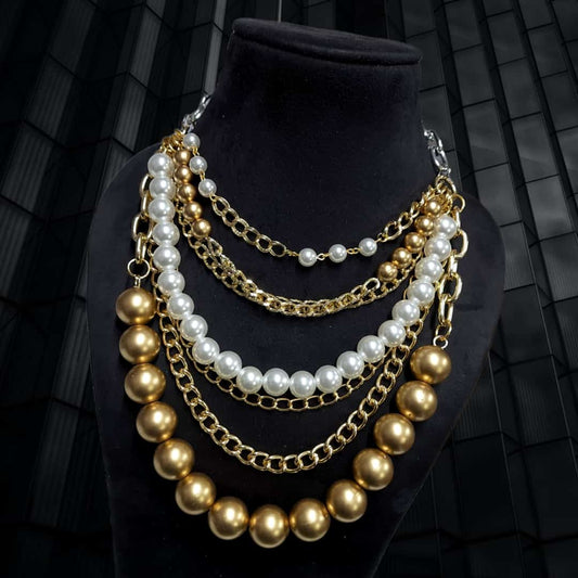Golden Cascade Pearl Necklace