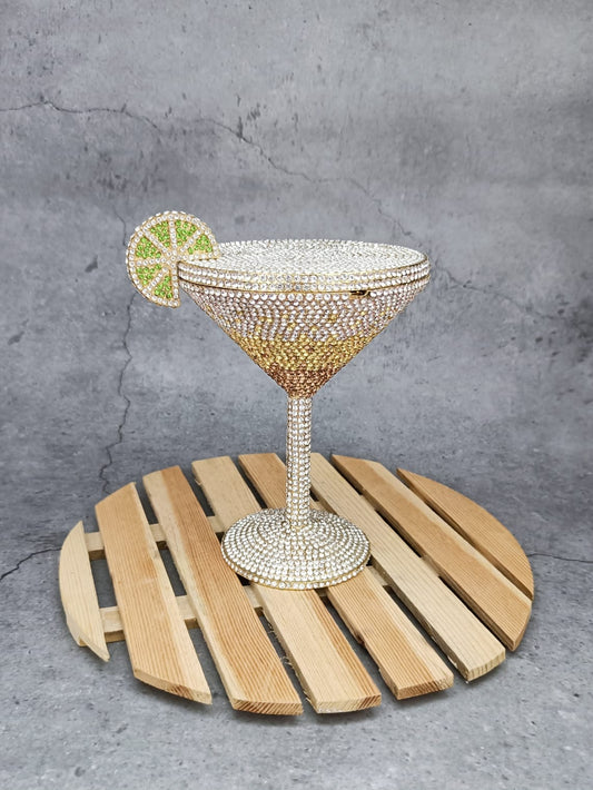 Luxury Crystal Cocktail Glass Clutch – Rhinestone Evening Bag for Women | Party Statement Handbag