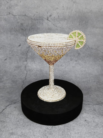 Luxury Crystal Cocktail Glass Clutch – Rhinestone Evening Bag for Women | Party Statement Handbag