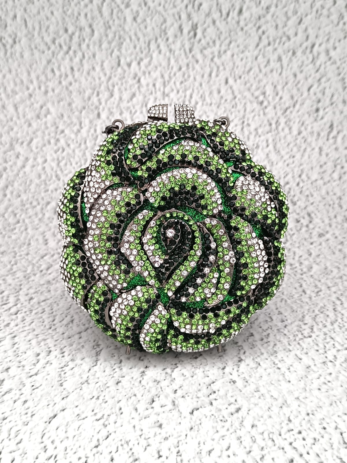 Luxury Crystal Rose Clutch Bag for Women – Designer Rhinestone Flower Evening Bag for Parties & Weddings