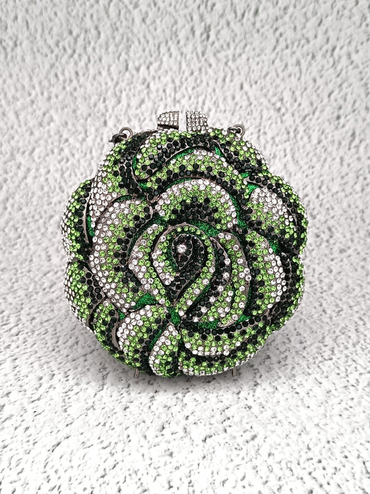 Luxury Crystal Rose Clutch Bag for Women – Designer Rhinestone Flower Evening Bag for Parties & Weddings