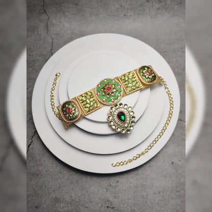Meera Meenakari Pastel Green Royal Choker