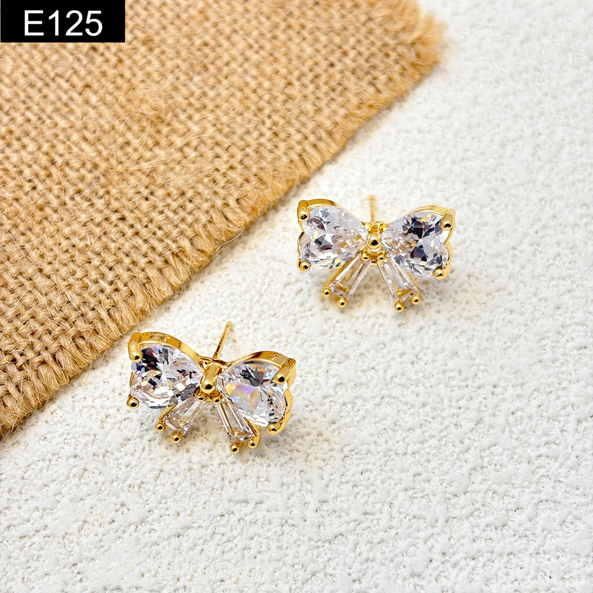 Crystal Bow Stud Earring - E125