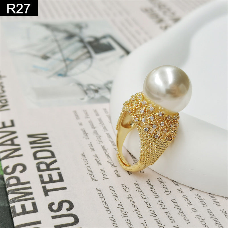 Pave Crown Pearl Ring - R27