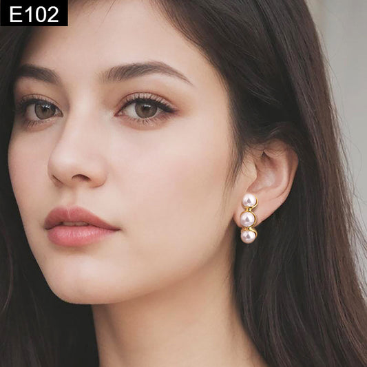 Triple Pearl Earring - E102