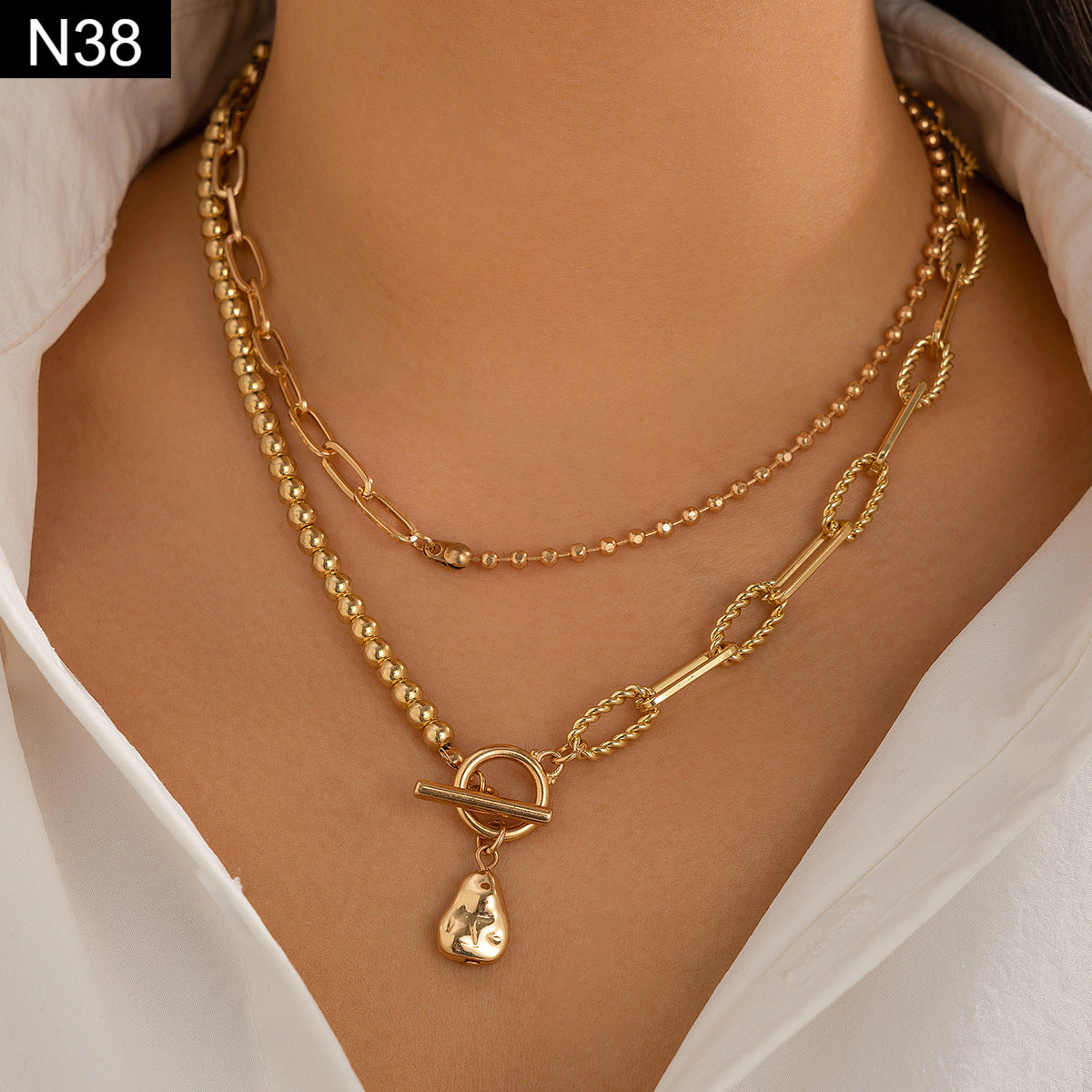 Hammered Teardrop Necklace - N38