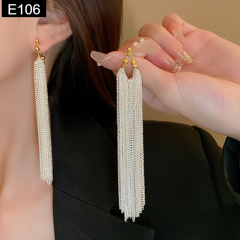 Silver Tassel Earring - E106
