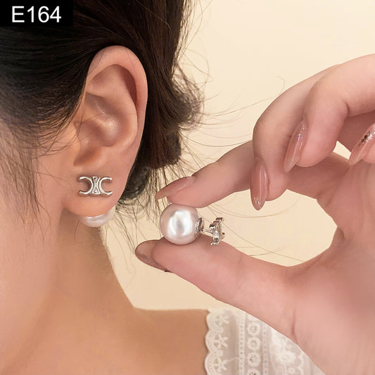 C-Clip Pearl Stud - E164