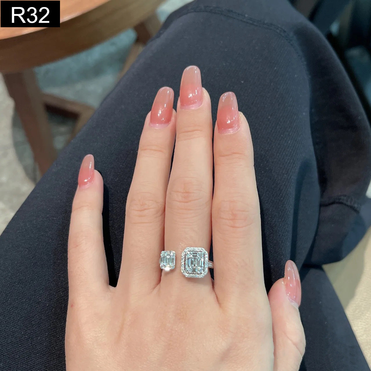 Halo Baguette Ring - R32
