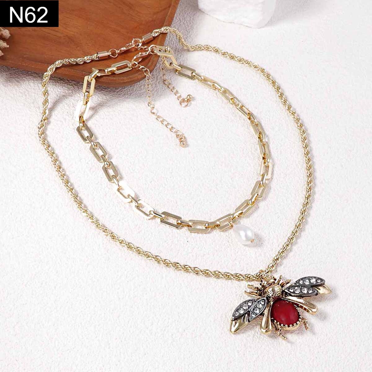 Fauna Pearl and Bug Necklace - N62
