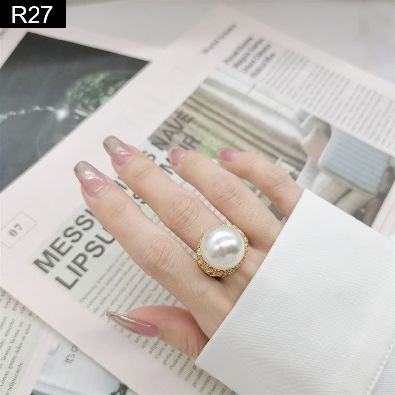 Pave Crown Pearl Ring - R27