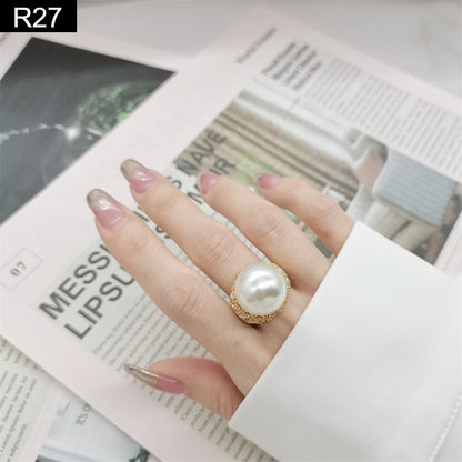 Pave Crown Pearl Ring - R27