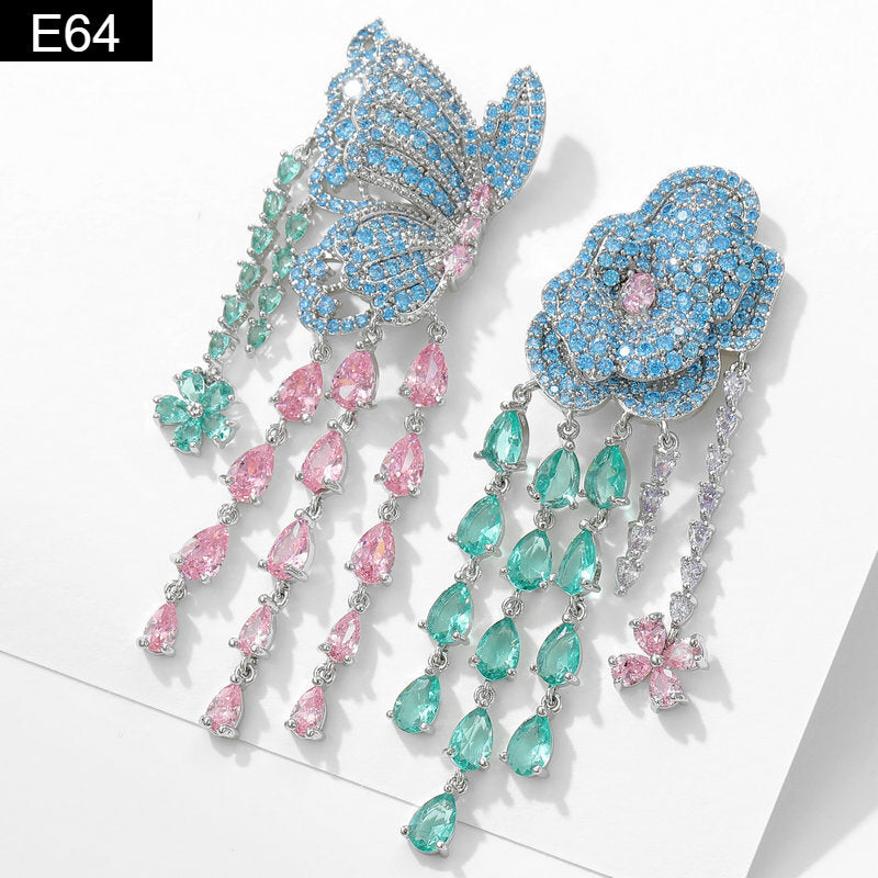 Aqua Rose Cascade Earring
