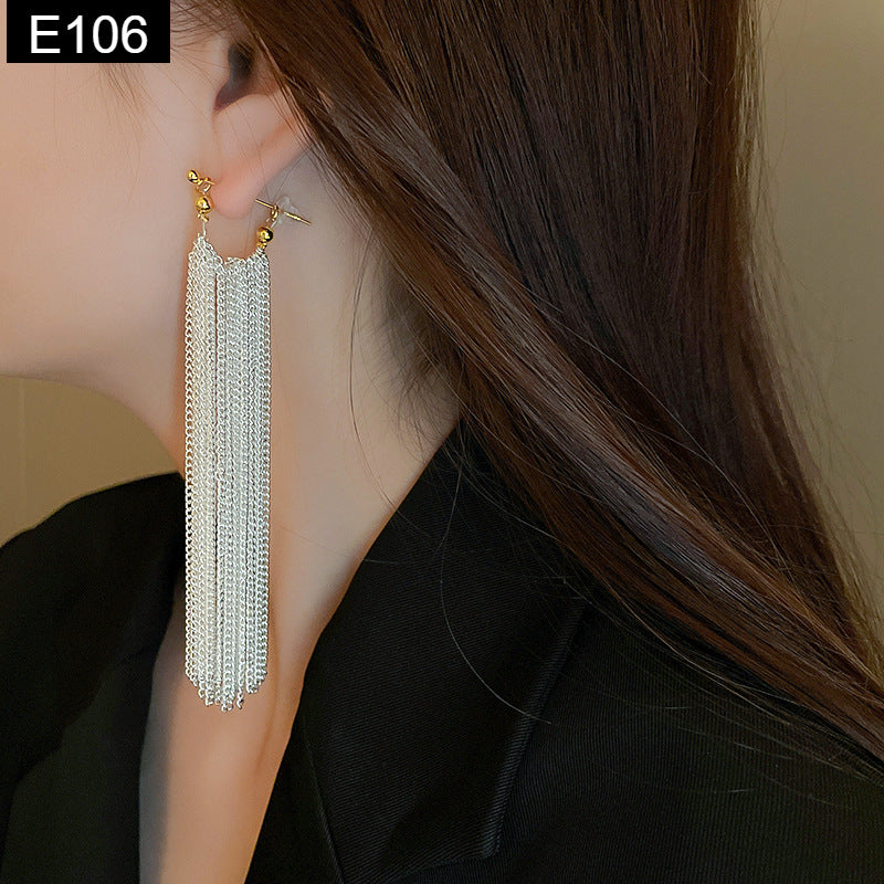 Silver Tassel Earring - E106