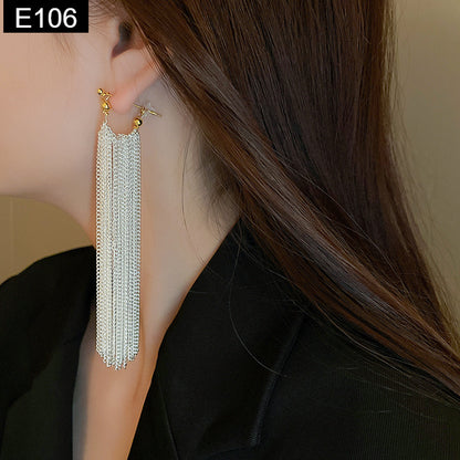 Silver Tassel Earring - E106