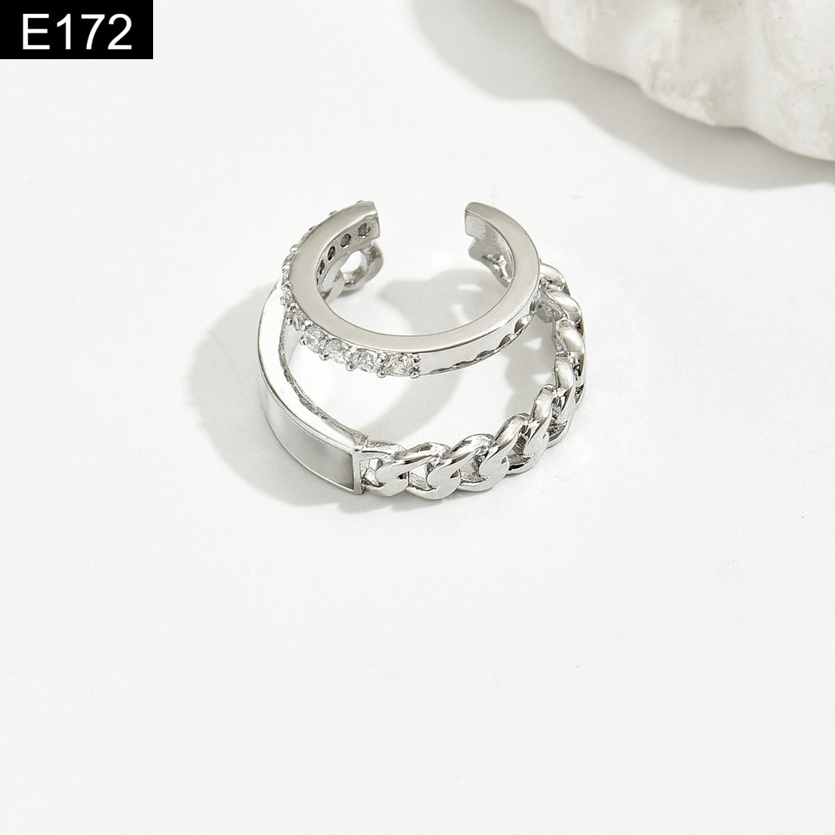 White Enamel Earcuff - E172