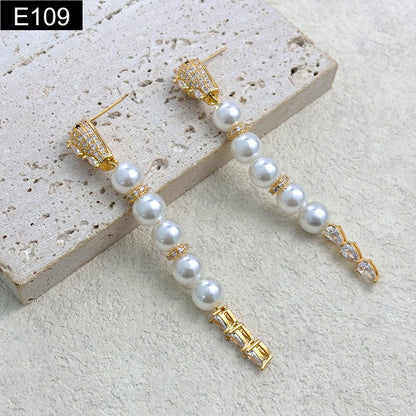 Crystal and Pearl Earring - E109