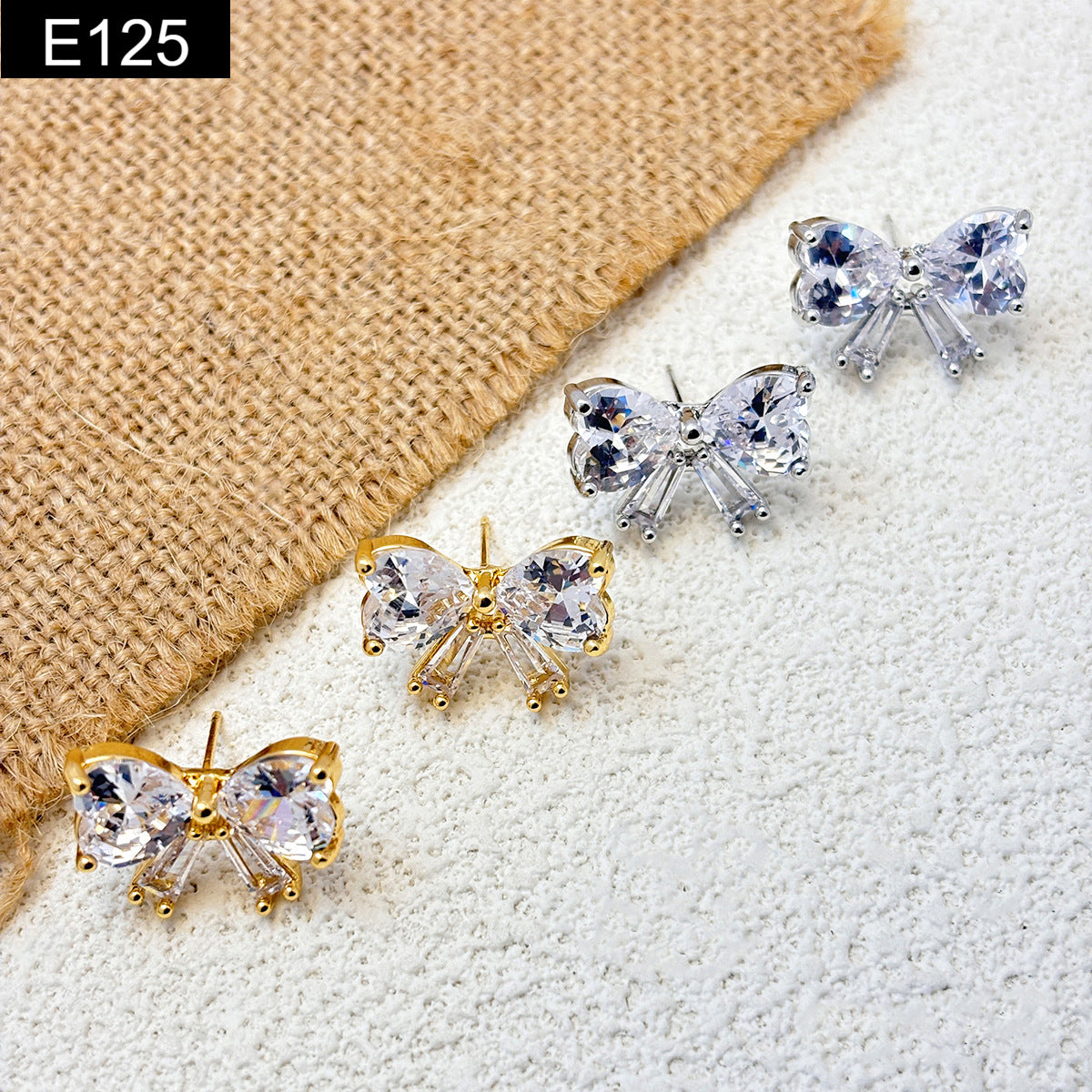 Crystal Bow Stud Earring - E125