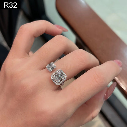Halo Baguette Ring - R32