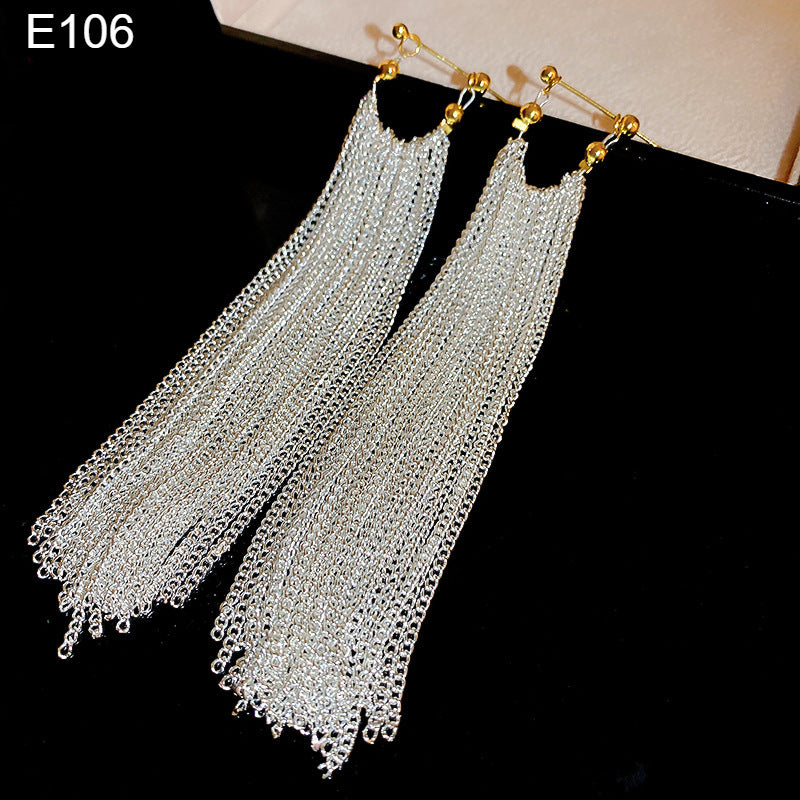 Silver Tassel Earring - E106