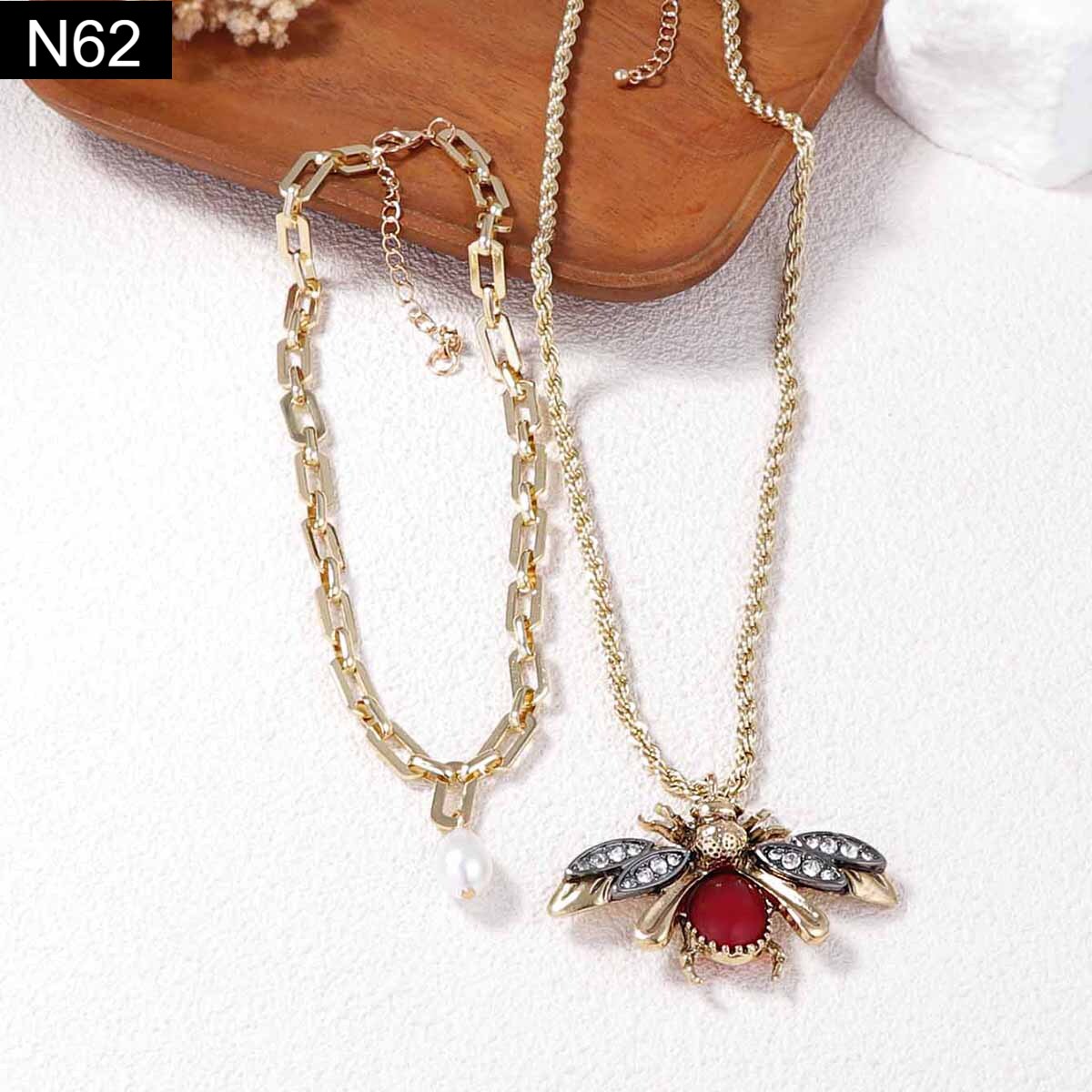 Fauna Pearl and Bug Necklace - N62