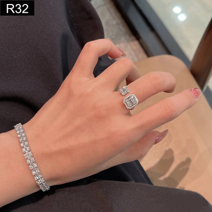 Halo Baguette Ring - R32