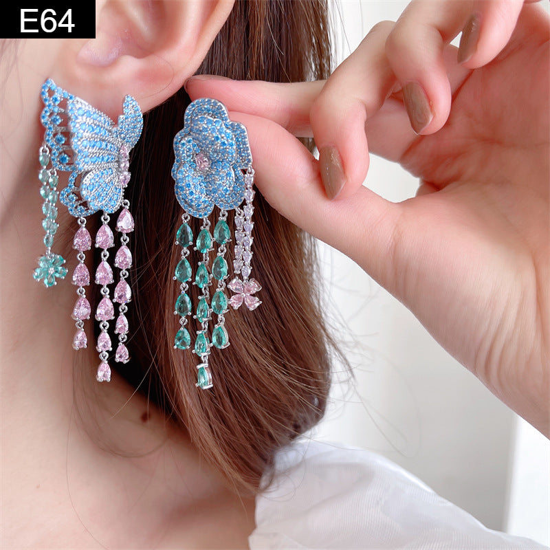 Aqua Rose Cascade Earring
