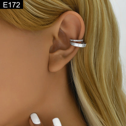 White Enamel Earcuff - E172