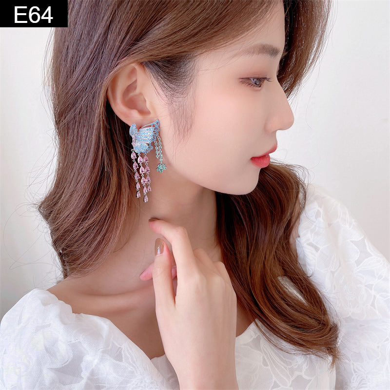 Aqua Rose Cascade Earring